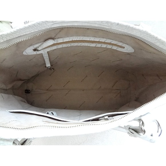 Brahmin Medium Asher Tote and Matching Wallet Croc Embossed Leather Coconut Milk - Picture 10 of 16